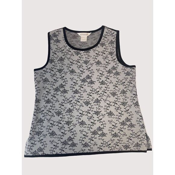 Exclusively Misook Sleeveless Gray Black floral Top Large - Picture 3 of 5